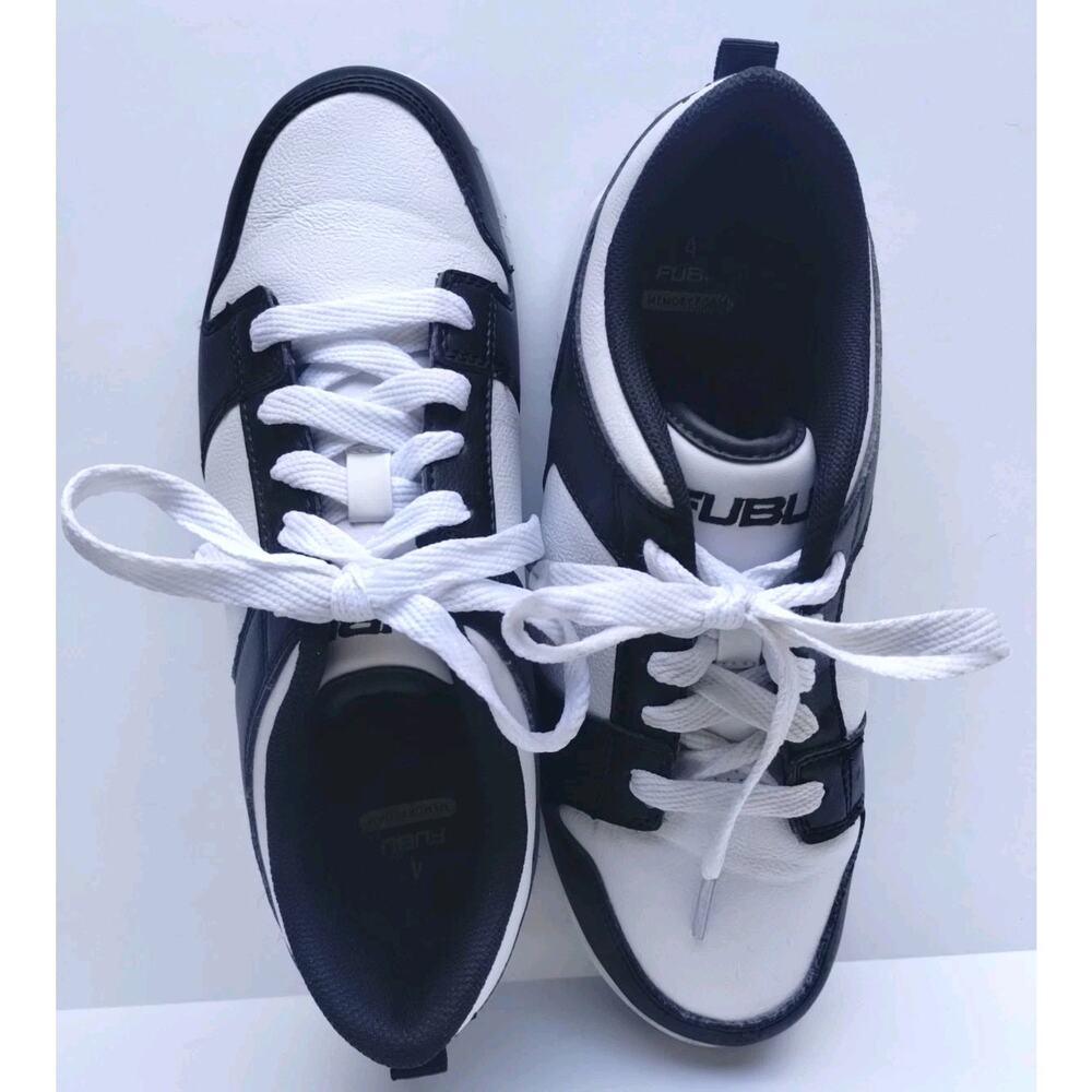 FUBU Kids Boys Girls Half Court Low Top Sneakers, Black/White Panda Size 4Y